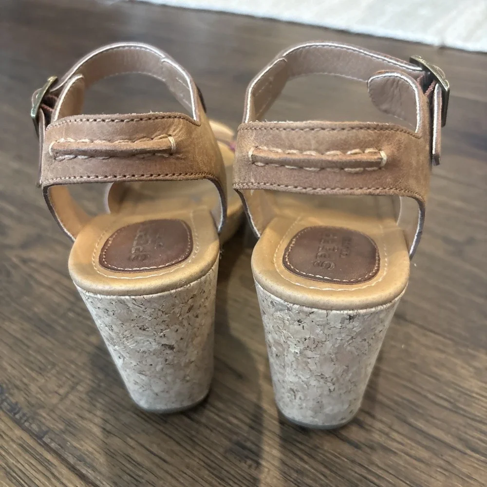 Sperry Top-Sider Women's 7M Dawn Echo Open‎ Toe Leather Tan Wedge Sandal